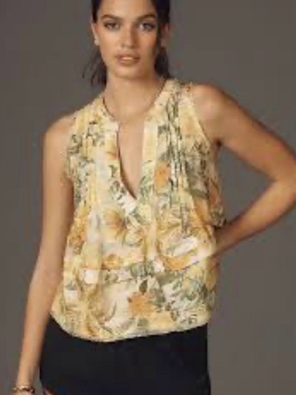 Anthropologie Pilcro Raw-Edge Swing Linen Top